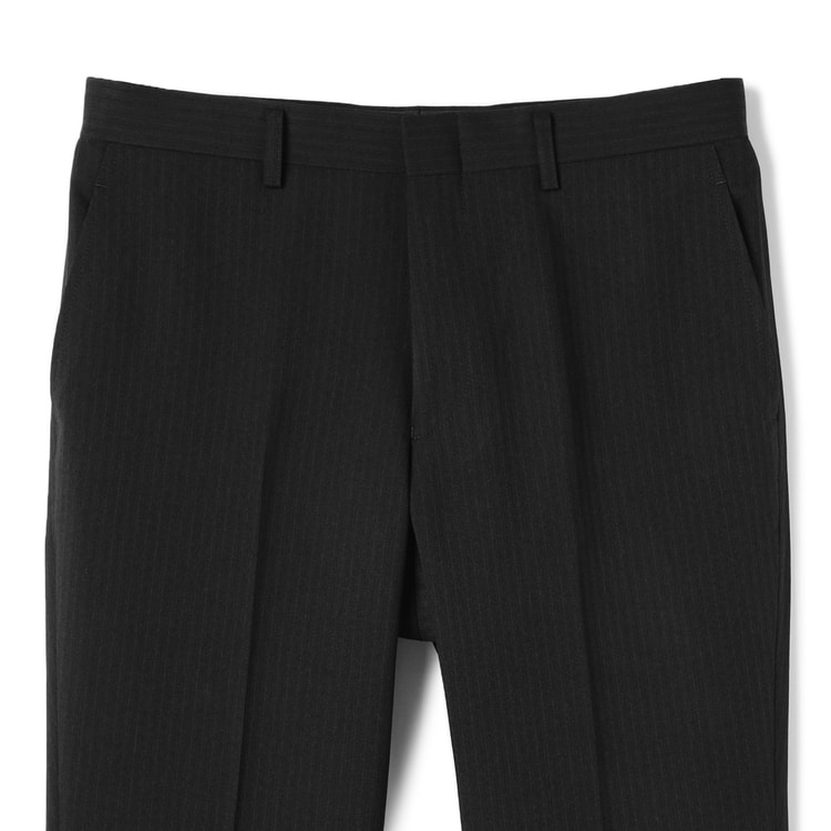 洗える ストレッチ スリーピーススーツ 黒ストライプ JOURNAL WORKS