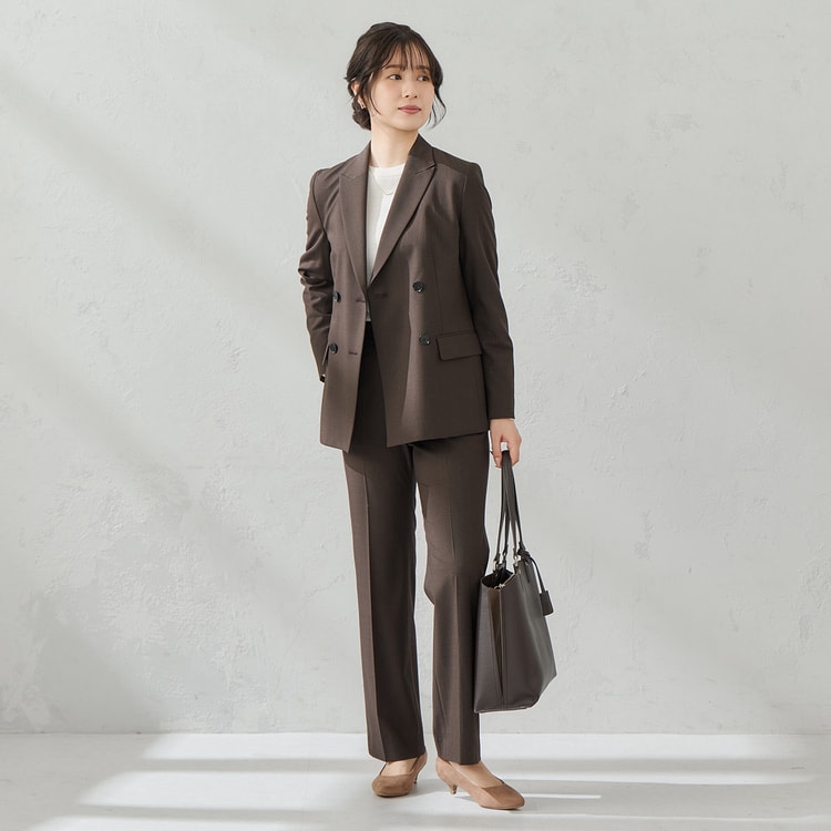 ≪Oggi12月号掲載≫ TRストレッチ ダブルジャケット ブラウンチェック
