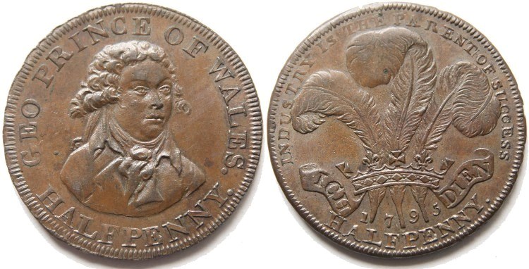 George Prince of Wales London Conder Halfpenny 1795