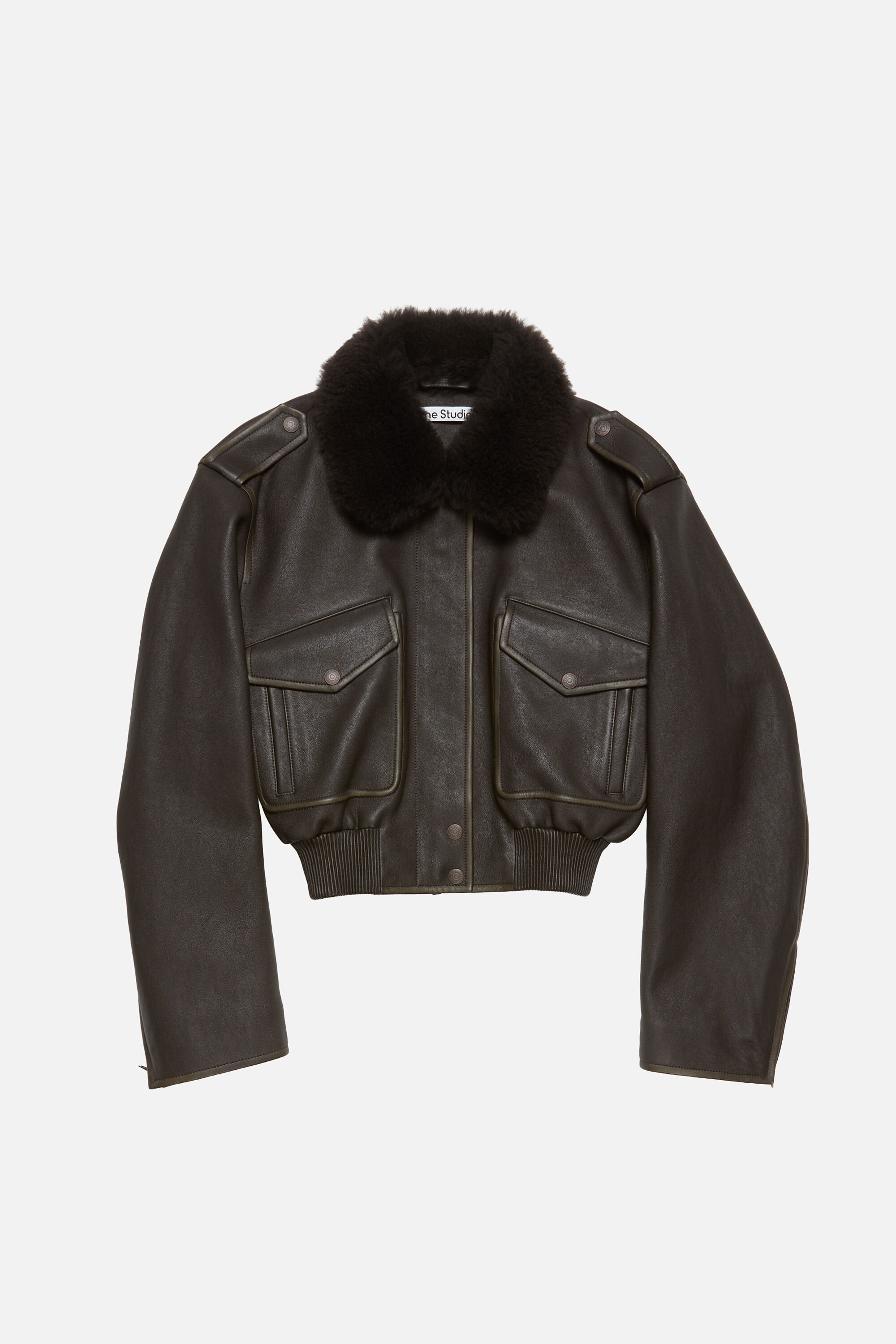 Acne Studios - レザーボンバージャケット - ダークブラウン