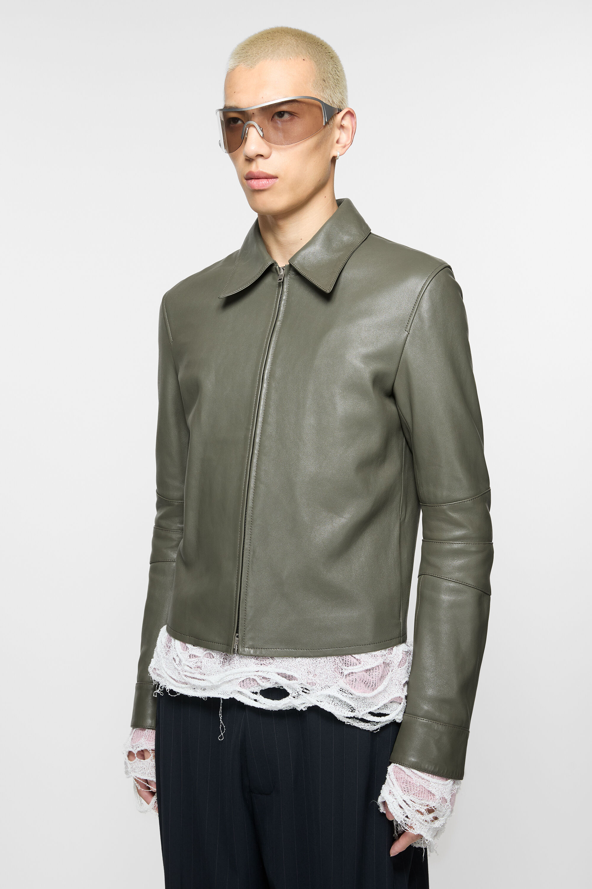 Acne Studios - Leather jacket - Dusty green