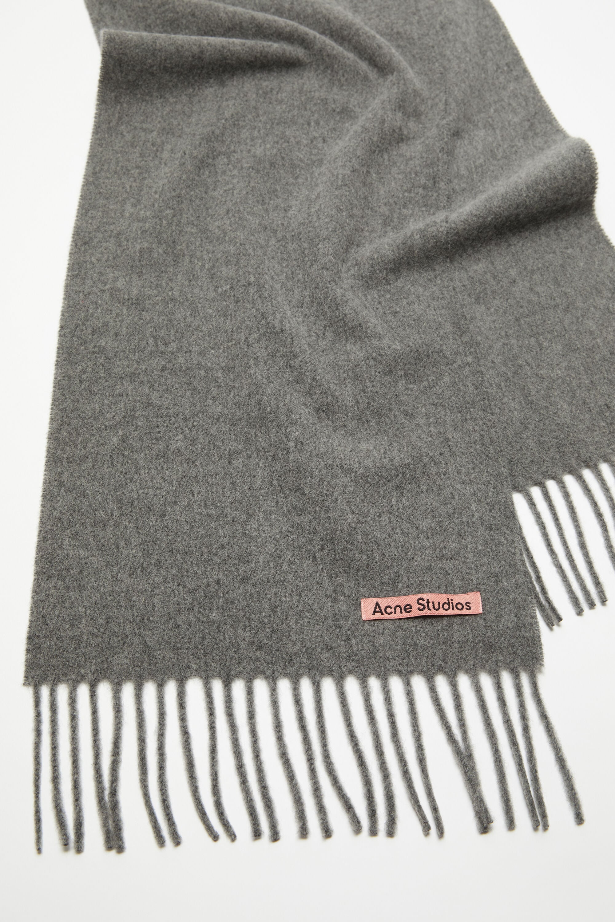 Acne Studios - フリンジウールスカーフ - スキニー - グレーメランジ