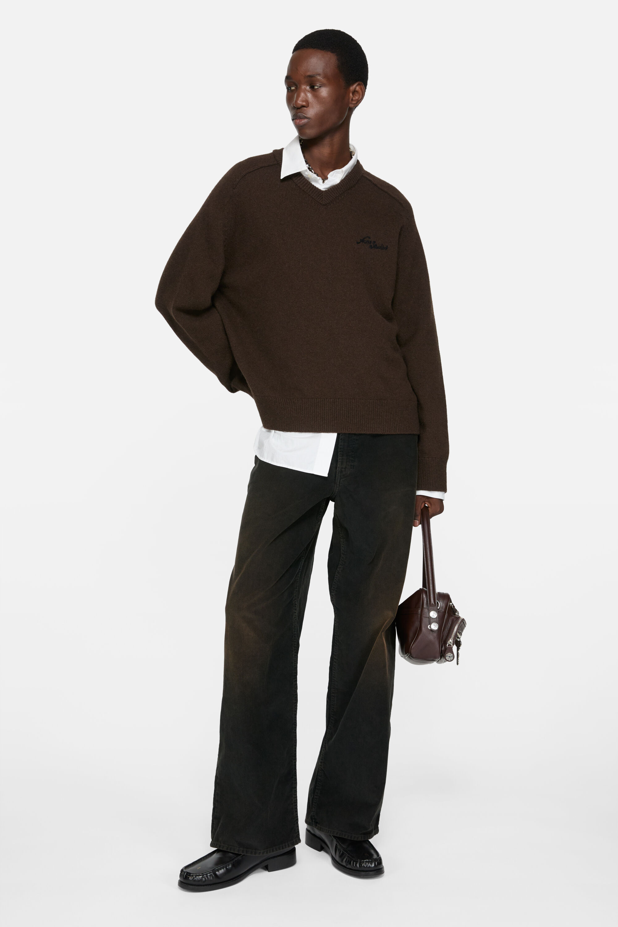 Acne Studios - Wool v-neck sweater - Dark brown