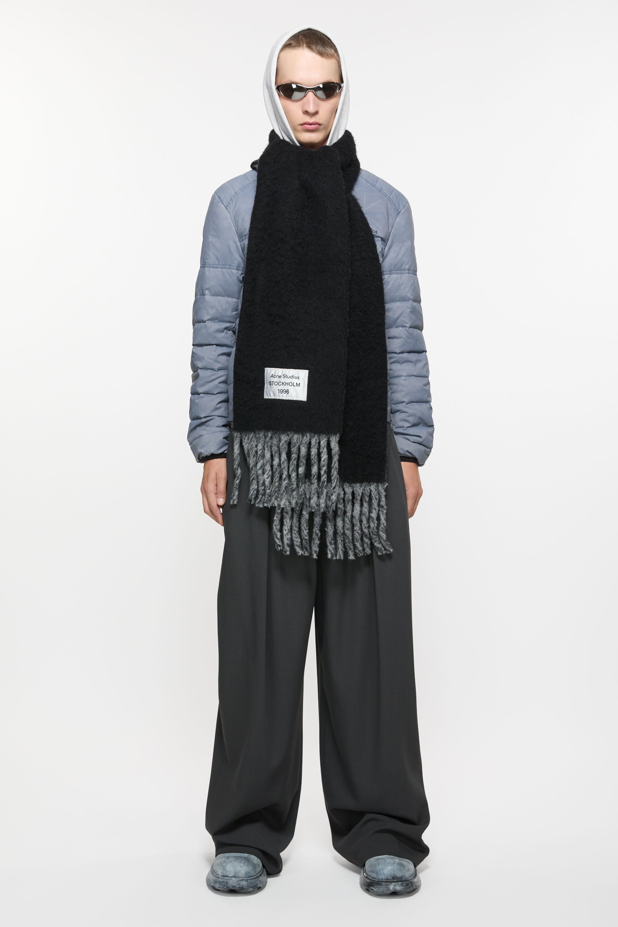 Acne Studios - バイカラーアルパカスカーフ - ブラック/グレー