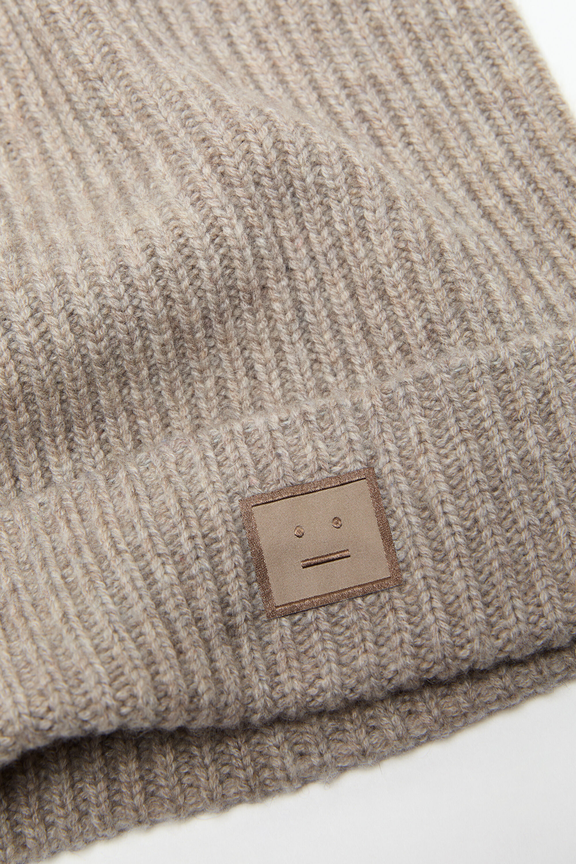 Acne Studios - Face logo square beanie - Greige melange