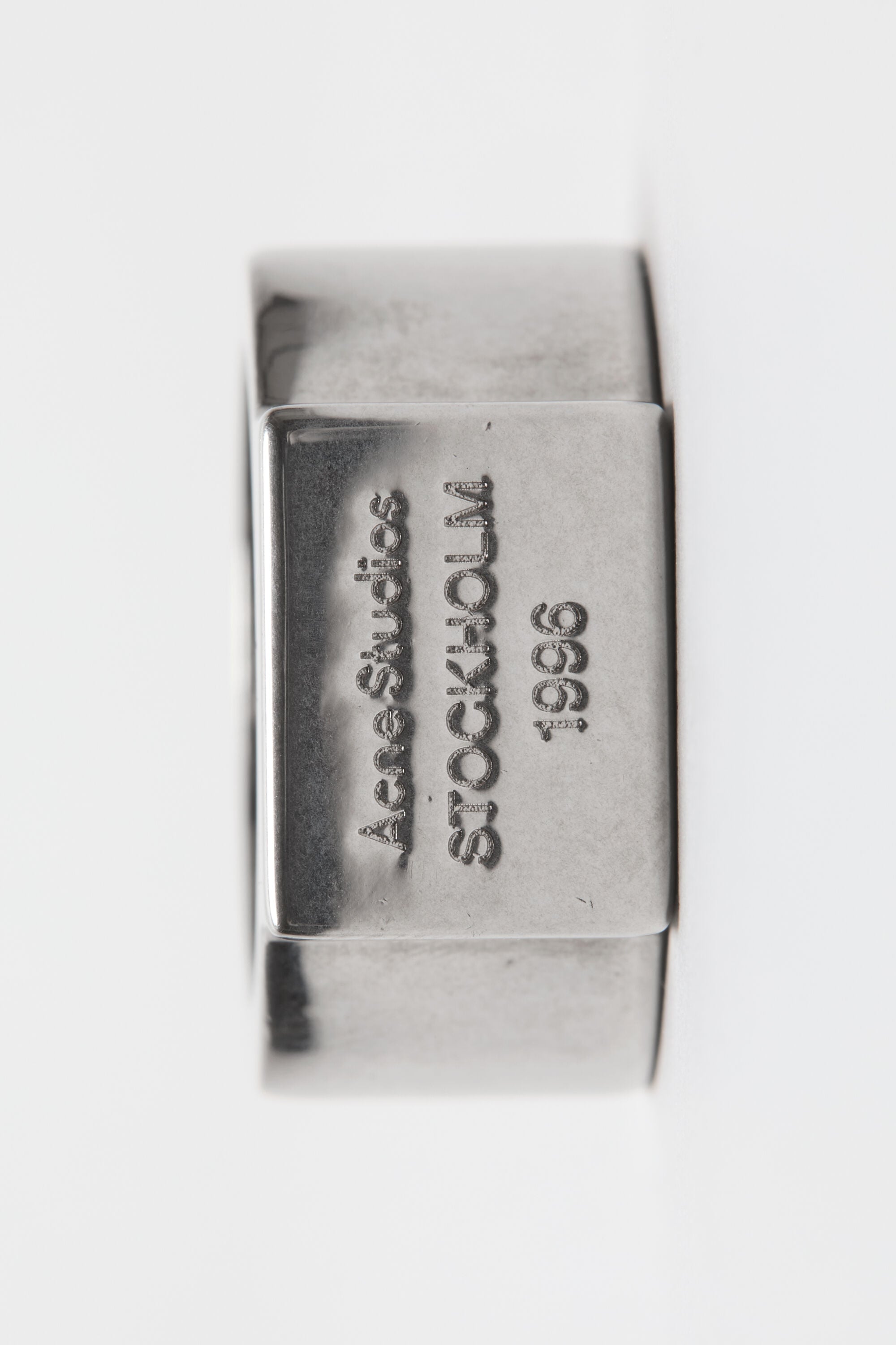 Acne Studios - Logo engraved signet ring - Semi matt silver
