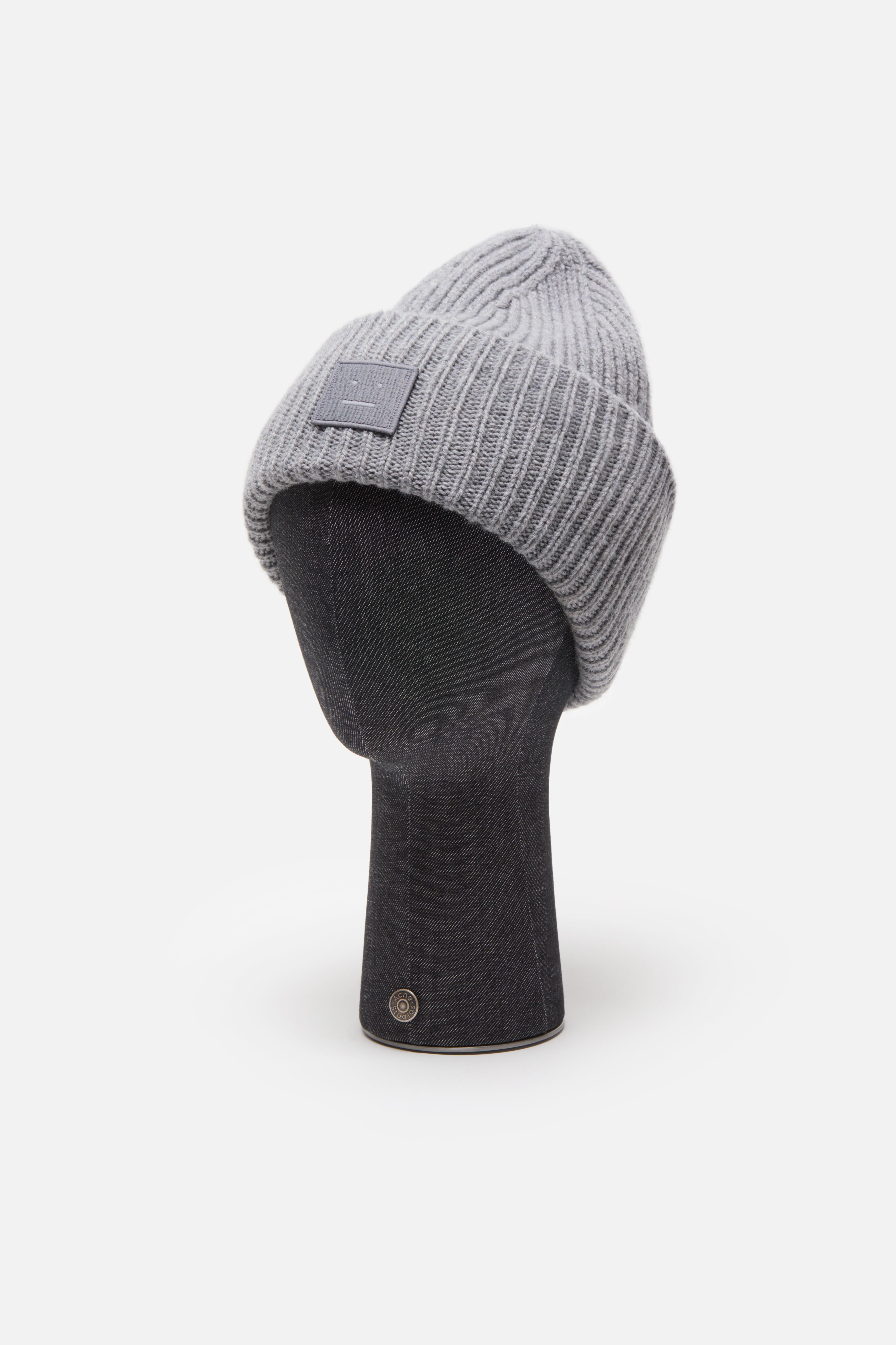 Acne Studios - ラージFaceロゴビーニー - ライトグレーメランジ