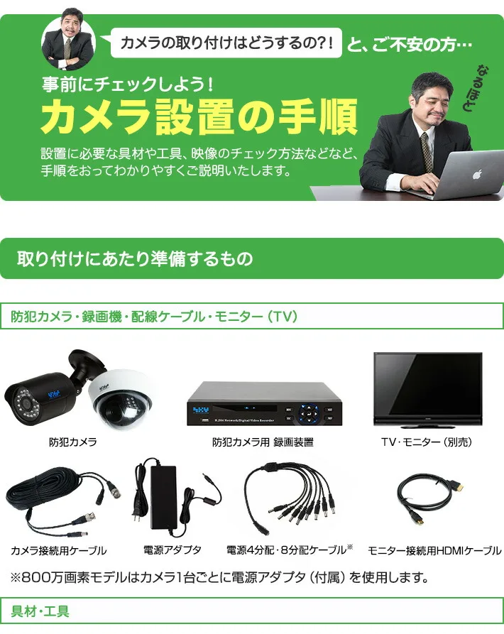 200万画素 集音マイク搭載 防犯カメラ8台セット SET-820S/防犯カメラ