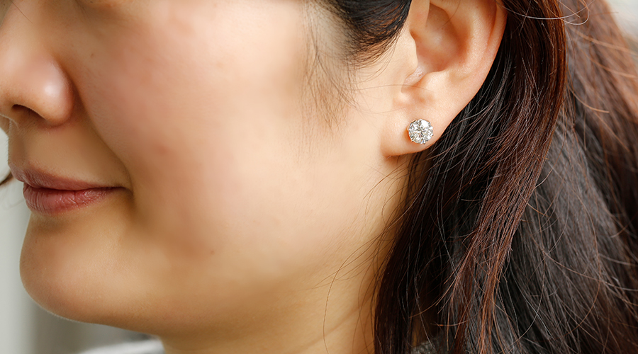 ダイヤモンド ピアス 片耳用 2.014ct J I1 FAIR プラチナ 中央宝石研究