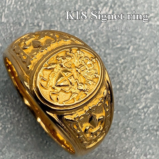 18金 メンズ シグネット リング / K18 Signet ring 品番kr-csj34936