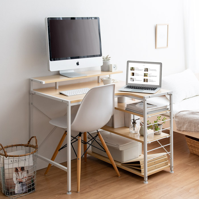 90cm幅タイプ] コンパクトL字デスク merrily(メラリー) ディスプレイ棚