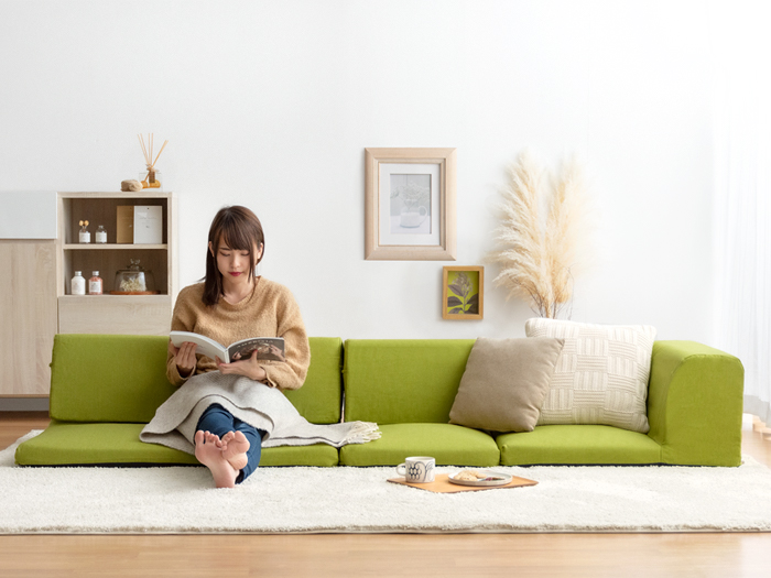 日本製リクライニングフロアソファ 起毛生地 ロータイプ Romy | 家具