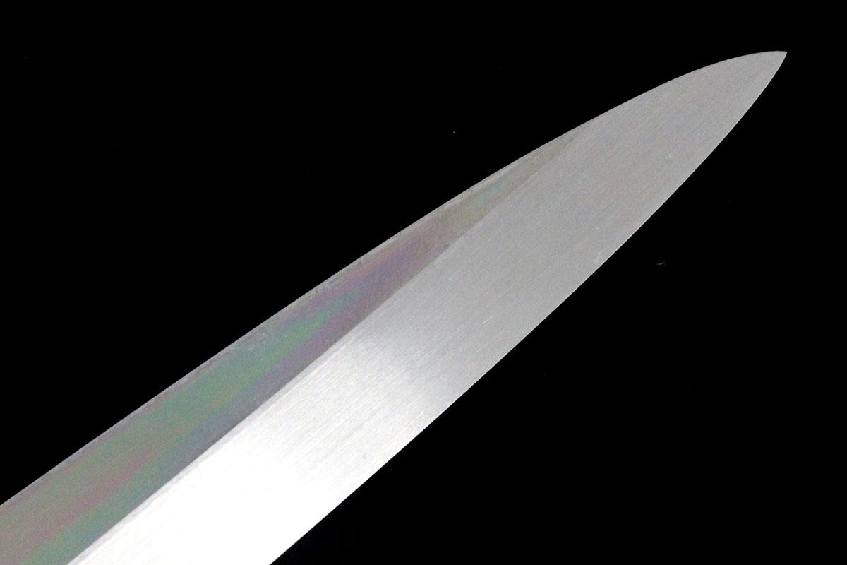 玄海正國 柳刃包丁 本焼 尺一 平鏡面 黒檀柄 黒檀鞘・ケース付 KN02