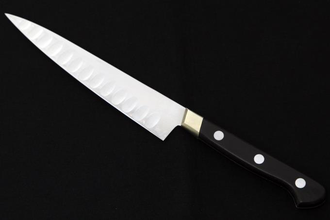 UX10 ペティナイフ サーモン型 150mm ステンレス ツバ付ハンドル 白鞘