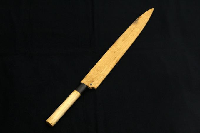 尚台刃物 柳刃包丁 一尺半 316mm 上霞 青鋼 水牛朴栗型柄 白鞘付 O791
