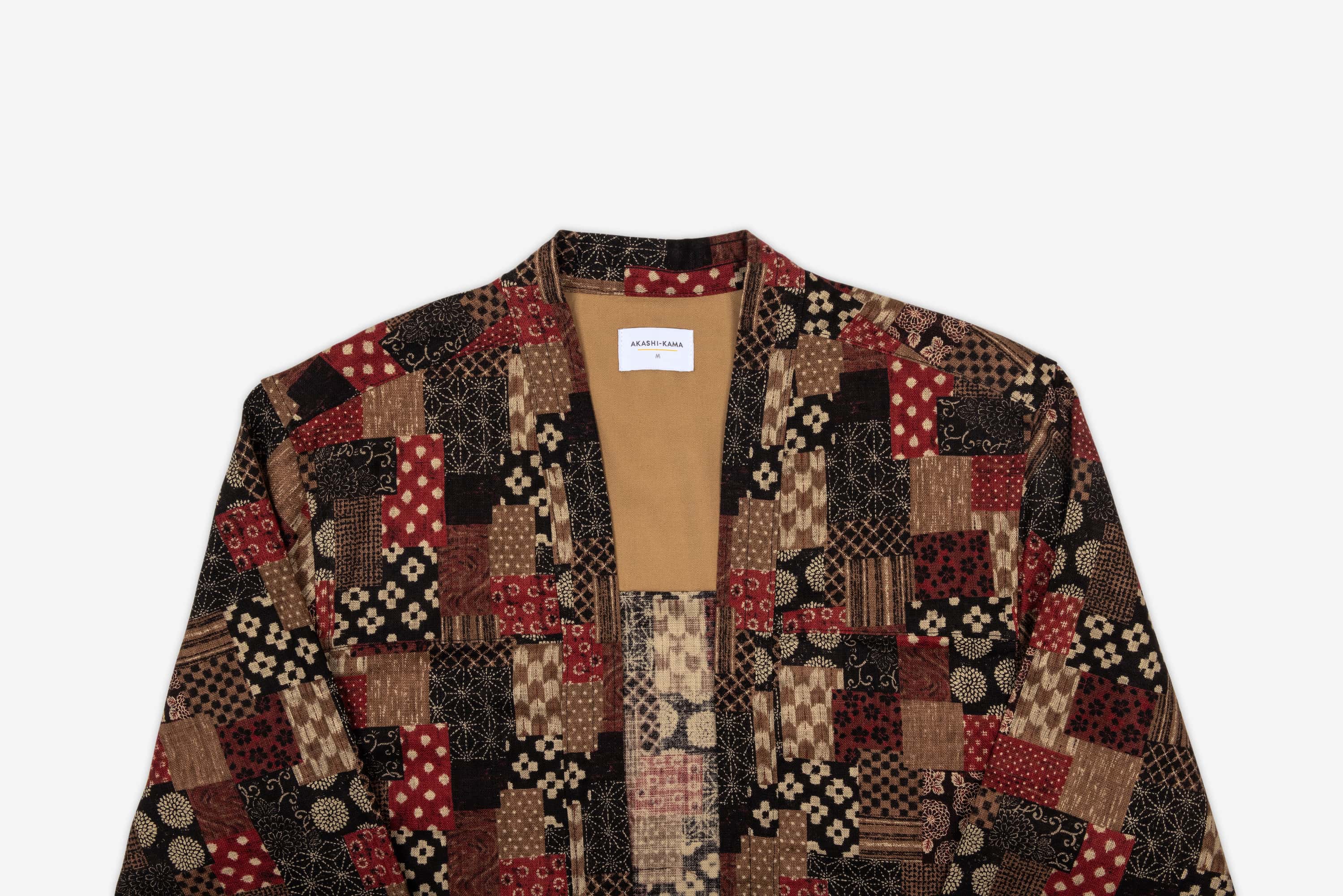 Noragi Jacket - Red Boro Print | AKASHI KAMA Japanese Patchwork