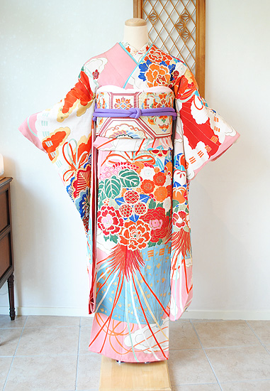 レア柄 三色 薬玉 ！錦紗縮緬アンティーク子供着物