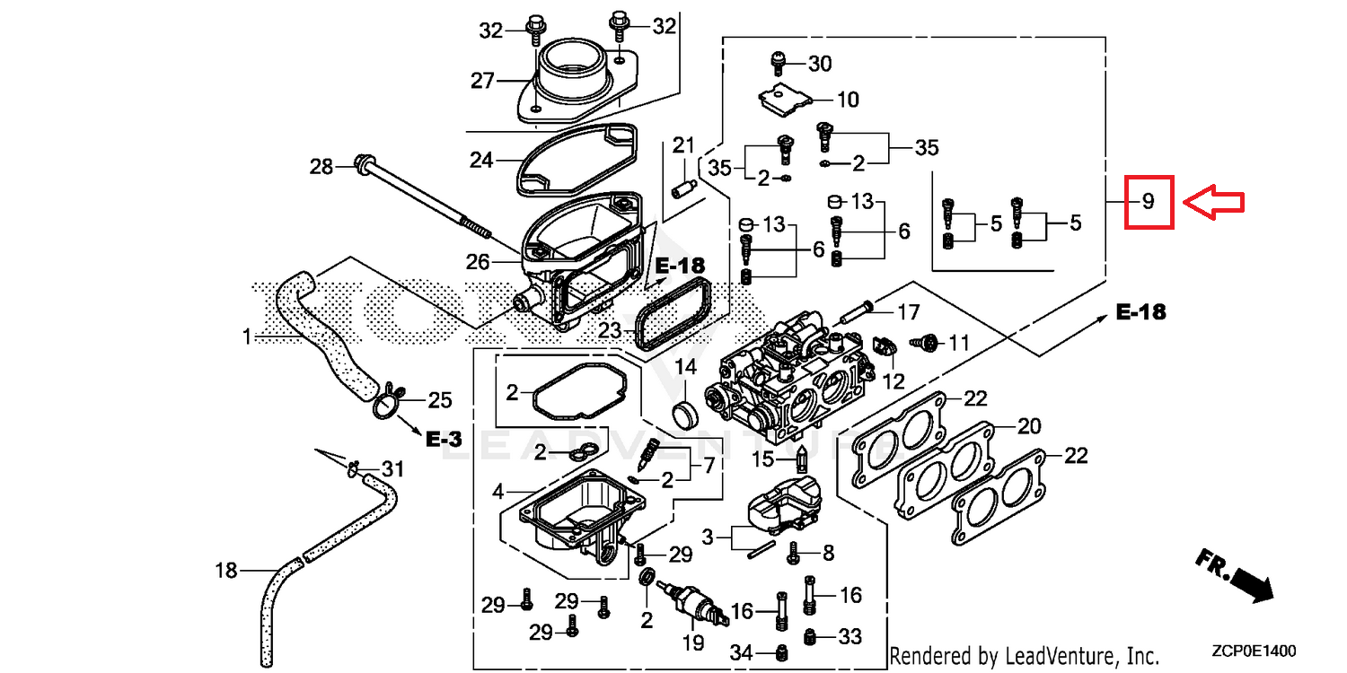 Honda Carburetor Assembly 16100-Z9E-033 | Fits GX630-16100-Z