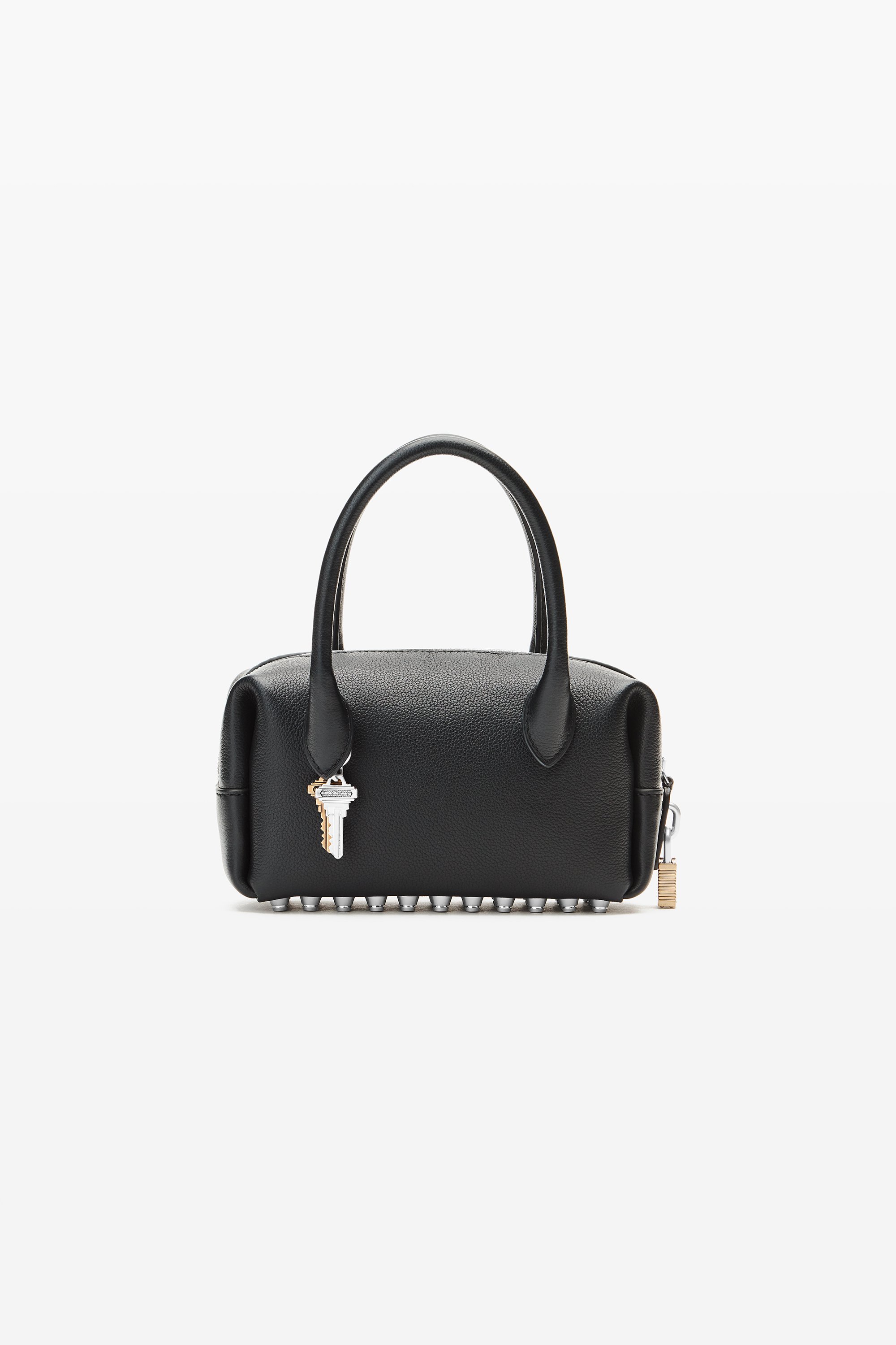 Black leather Roux Small Top Handle Bag in BLACK | alexanderwang®