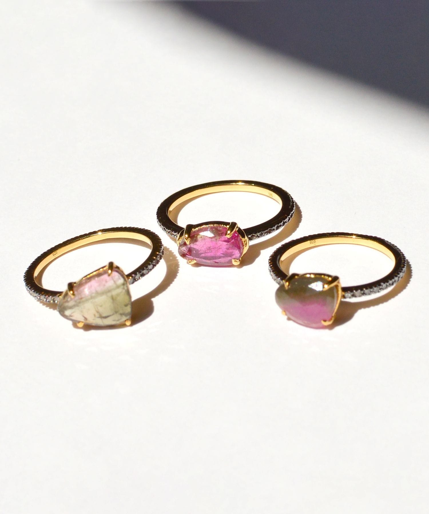 elafonisi] watermelon tourmaline pave diamonds eternity ring