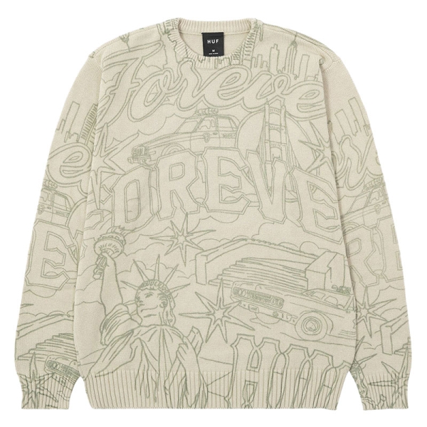 FOREVER CREWNECK SWEATER KN00522 ニット セーター|HUF|ストリート
