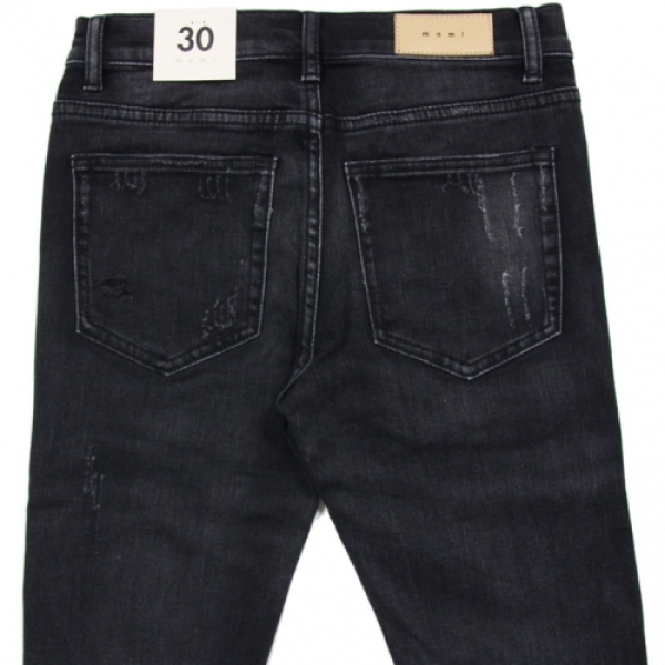 X162 STRETCH DENIM BLACK デニム スキニーパンツ|mnml|ストリート