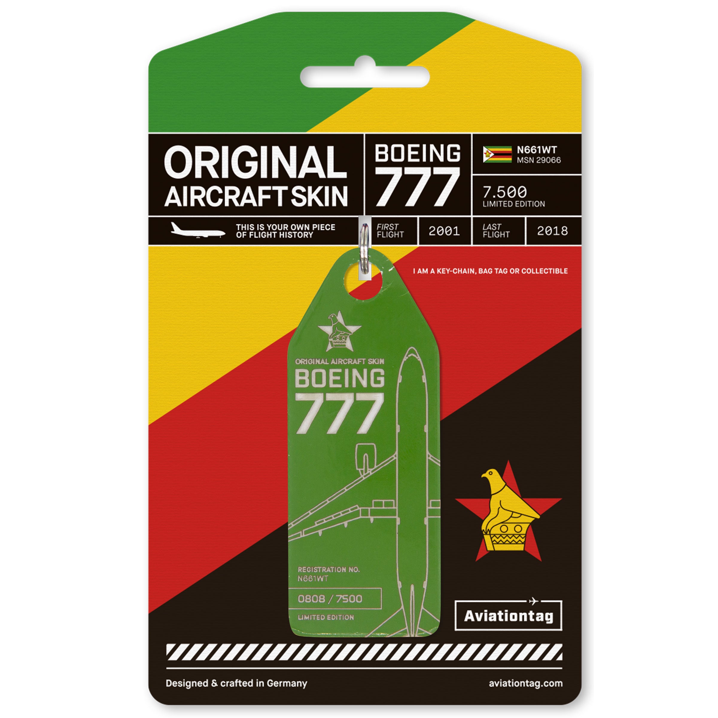 Aviationtag Luggage and Keychain: Boeing 777 from Air Zimbabwe