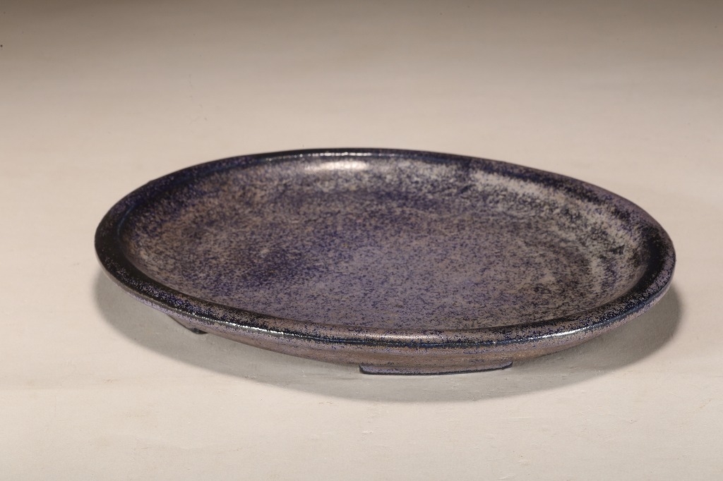 初代平安東福寺 紫紺釉楕円水盤 | 雨竹亭オンラインショップ