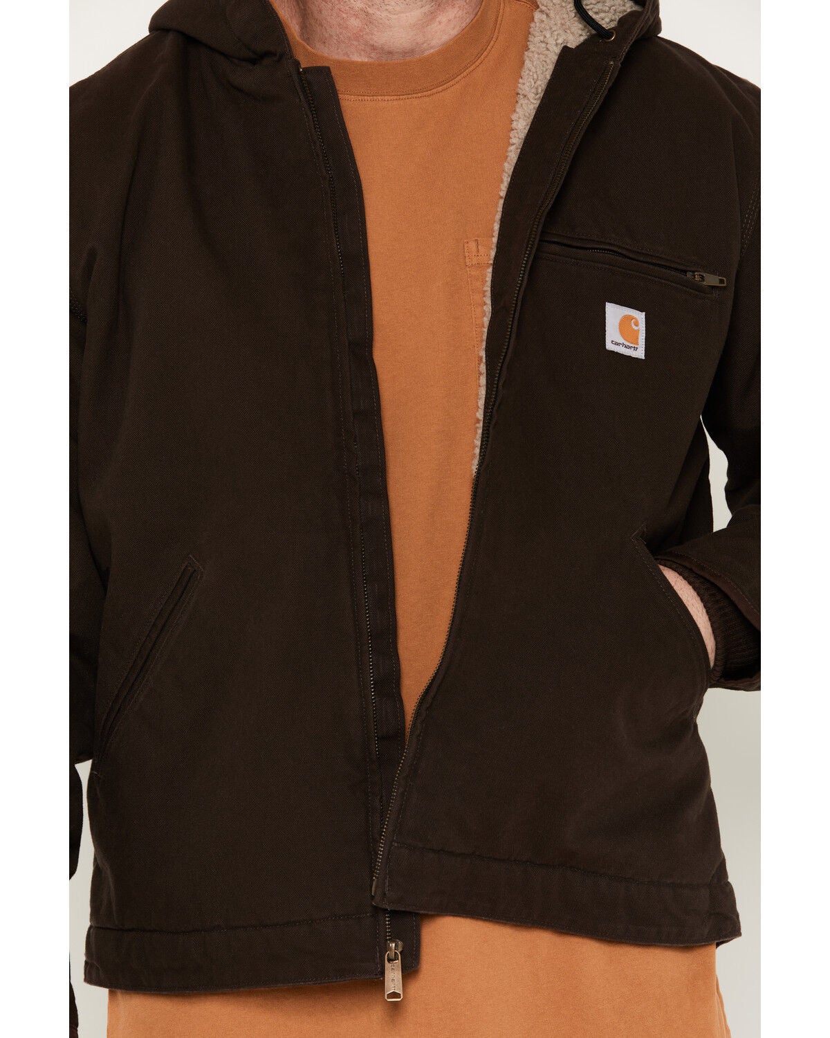Carhartt Men's Washed Duck Sherpa Lined Hooded Work Jacket | Boot Barn