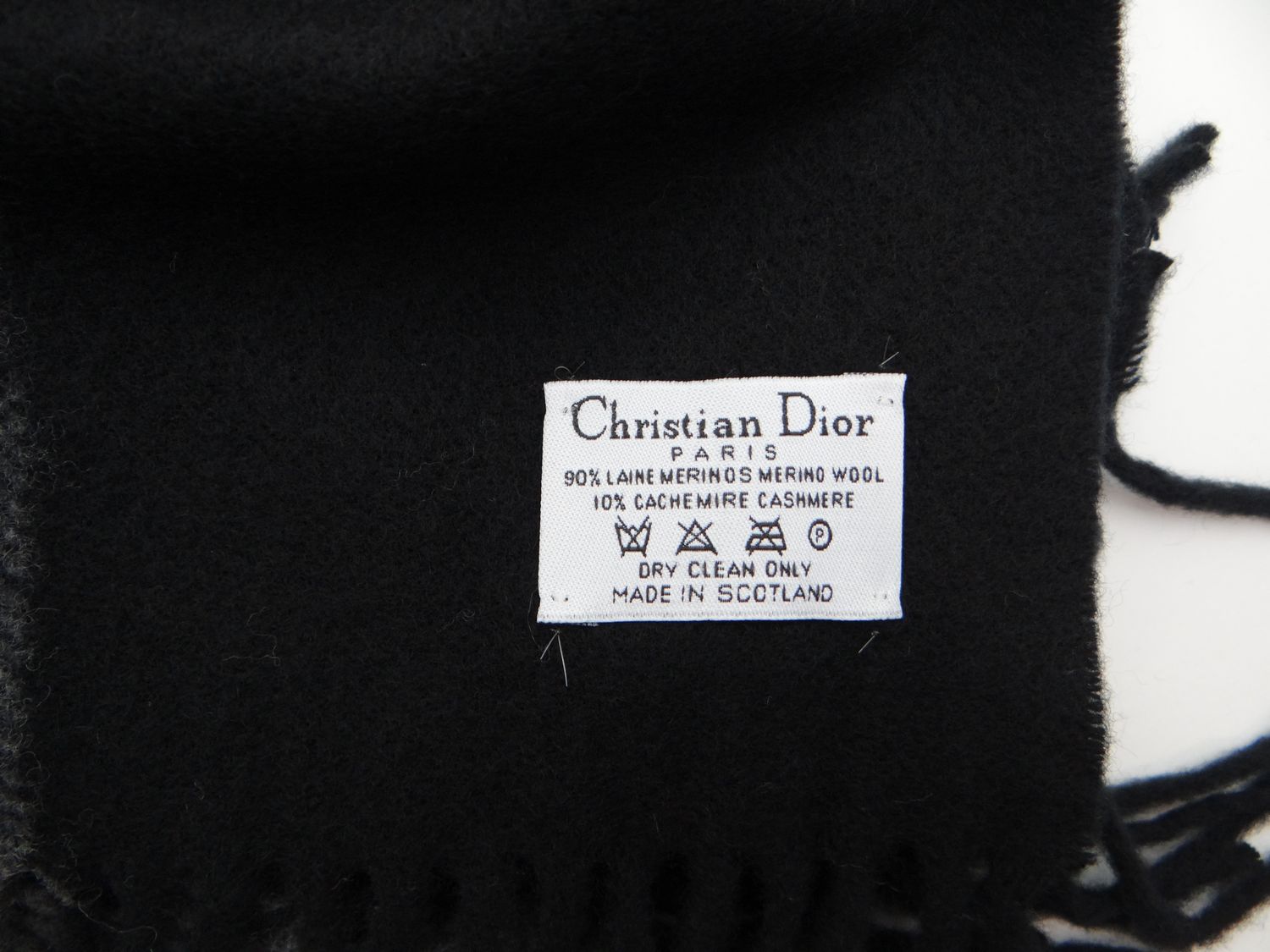 Christian Dior ディオール ウール×カシミア ロゴ マフラー ブラック