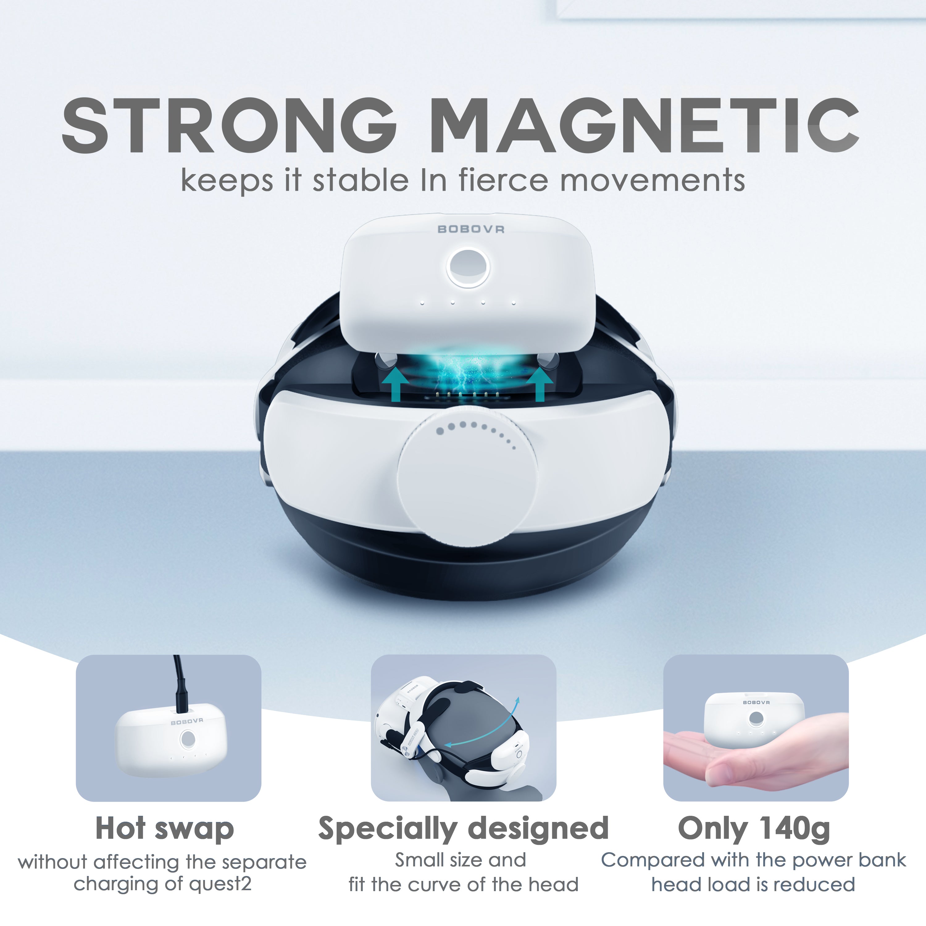 BOBOVR M2 Pro Battery Strap for Quest 2 - Lightweight & Magnetic