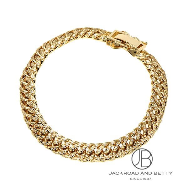 K18 6面 ダブル 45g 19cm ダイヤ ブレスレット 造幣局刻印有り 0.887ct