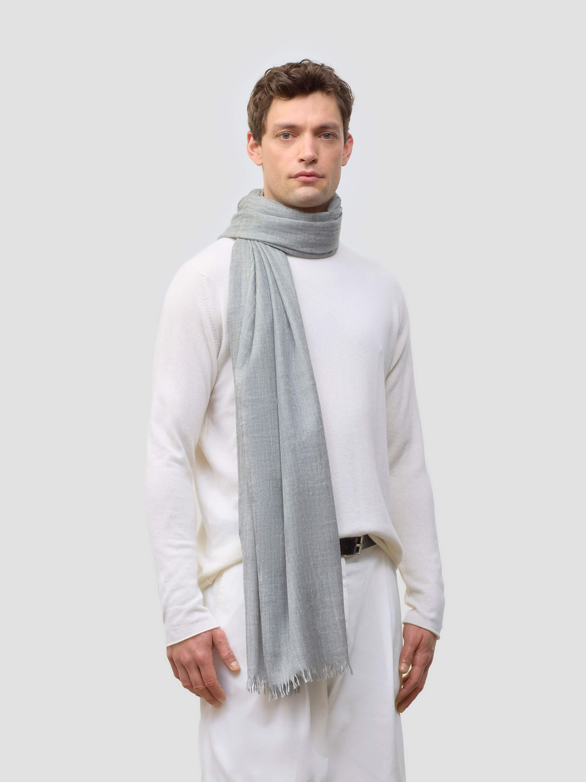 Staffa Mens Cashmere Silk Scarf Granite | Begg x Co