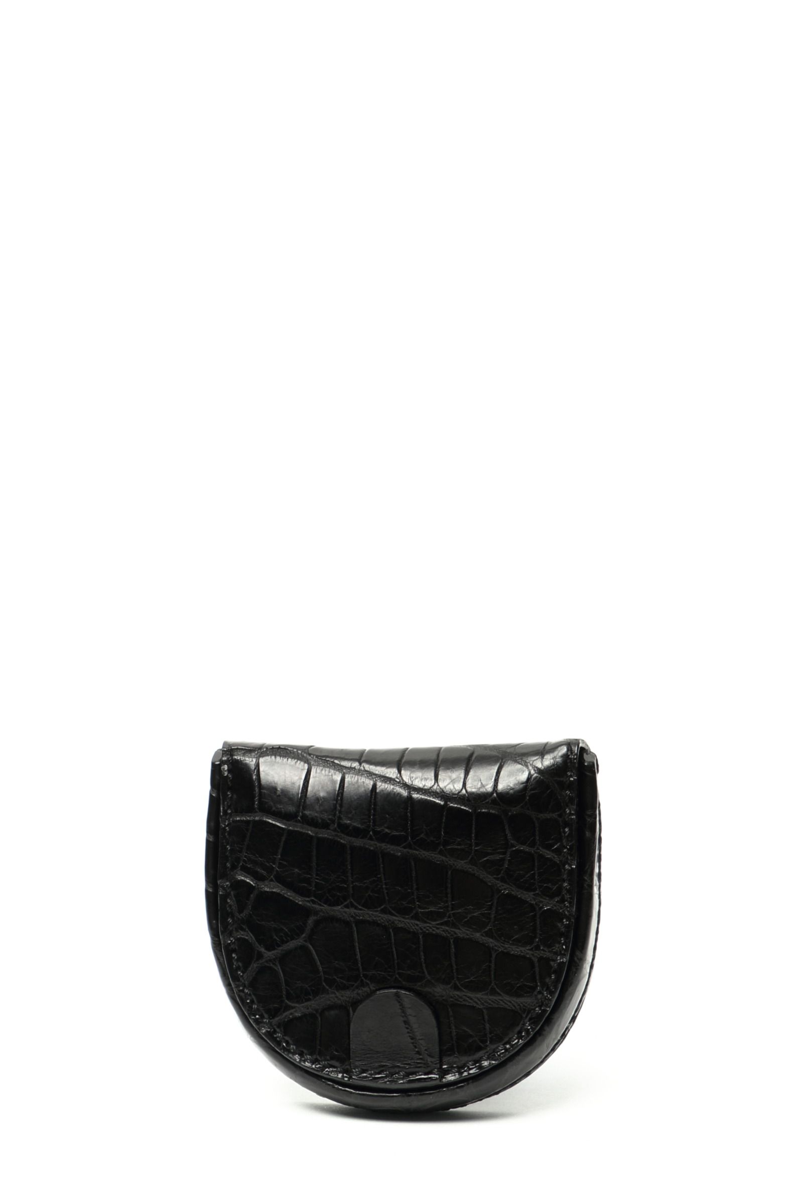 ZAO - マットラージクロコ 馬蹄形 コインケース / ブラック | BEKKU HOMME