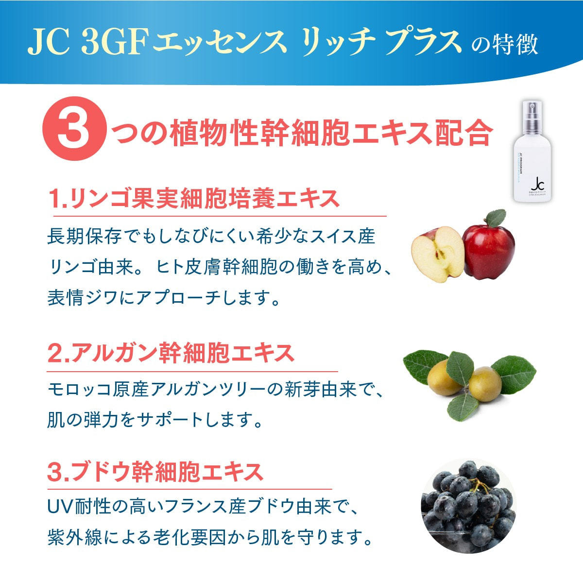 JC PROGRAM JC 3GFエッセンスリッチ プラス100mlの卸・通販