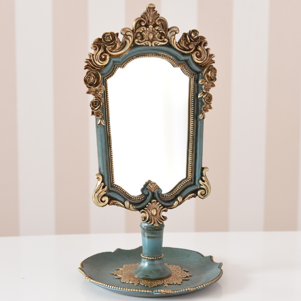 アールヌーヴォー スタンドミラー アンティークブルー | ロココ調家具