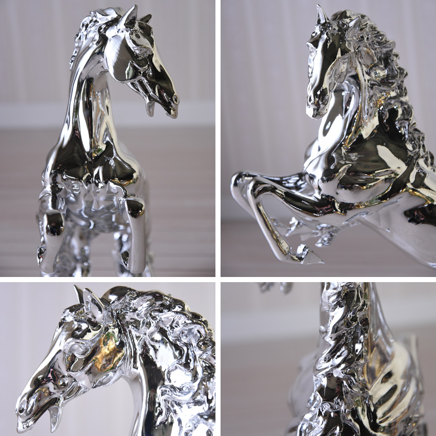 ロココ シルバー オブジェ(置物) サラブレット馬の置物 高さ49cm