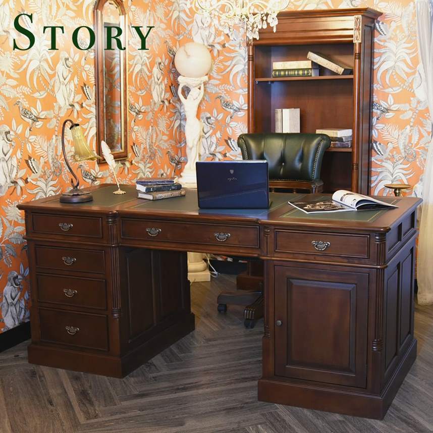 プレジデントデスク セミソリッドレザー アンティーク 高級 ダーク