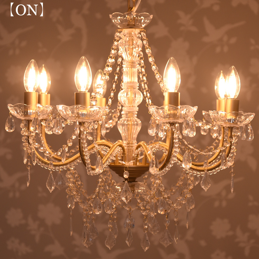 LED電球付 8灯 シャンデリア エレガントゴールド 簡単取付 幅51cm