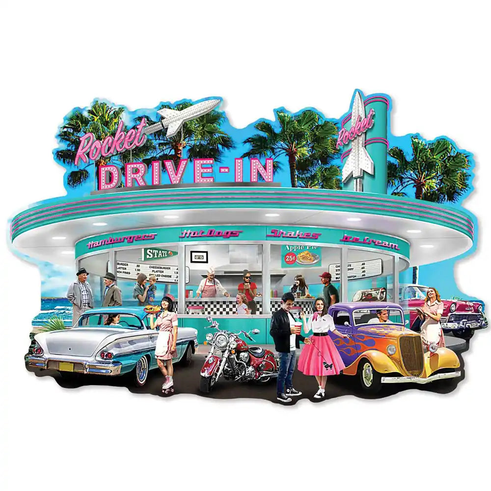Rocket Drive-In Shaped Jigsaw Puzzle | Bits and Pieces
