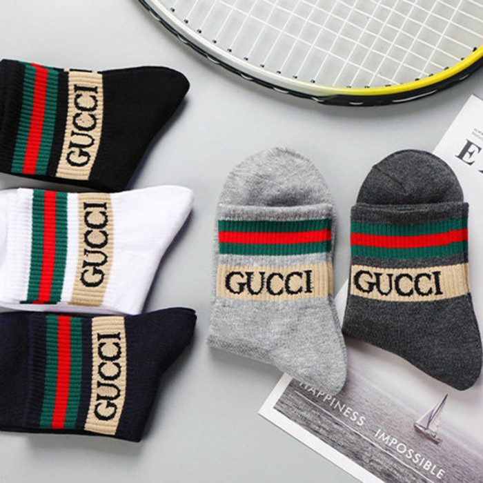 Gucci ソックス メンズブランド快適ソックス5点セットパロディグッチ