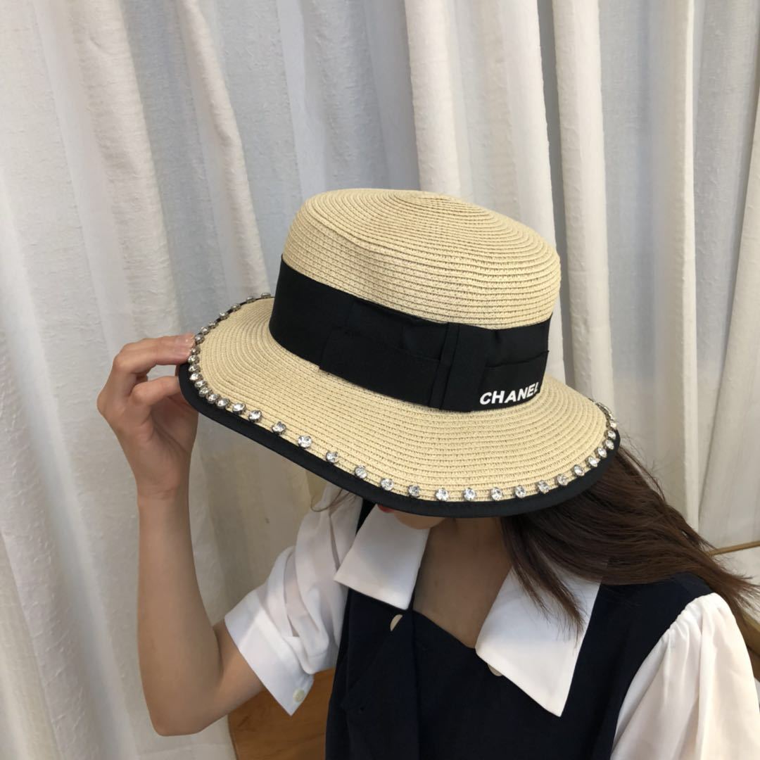 シャネル 麦わら帽子レディースつば広帽ハット 夏 全試合 ファッション