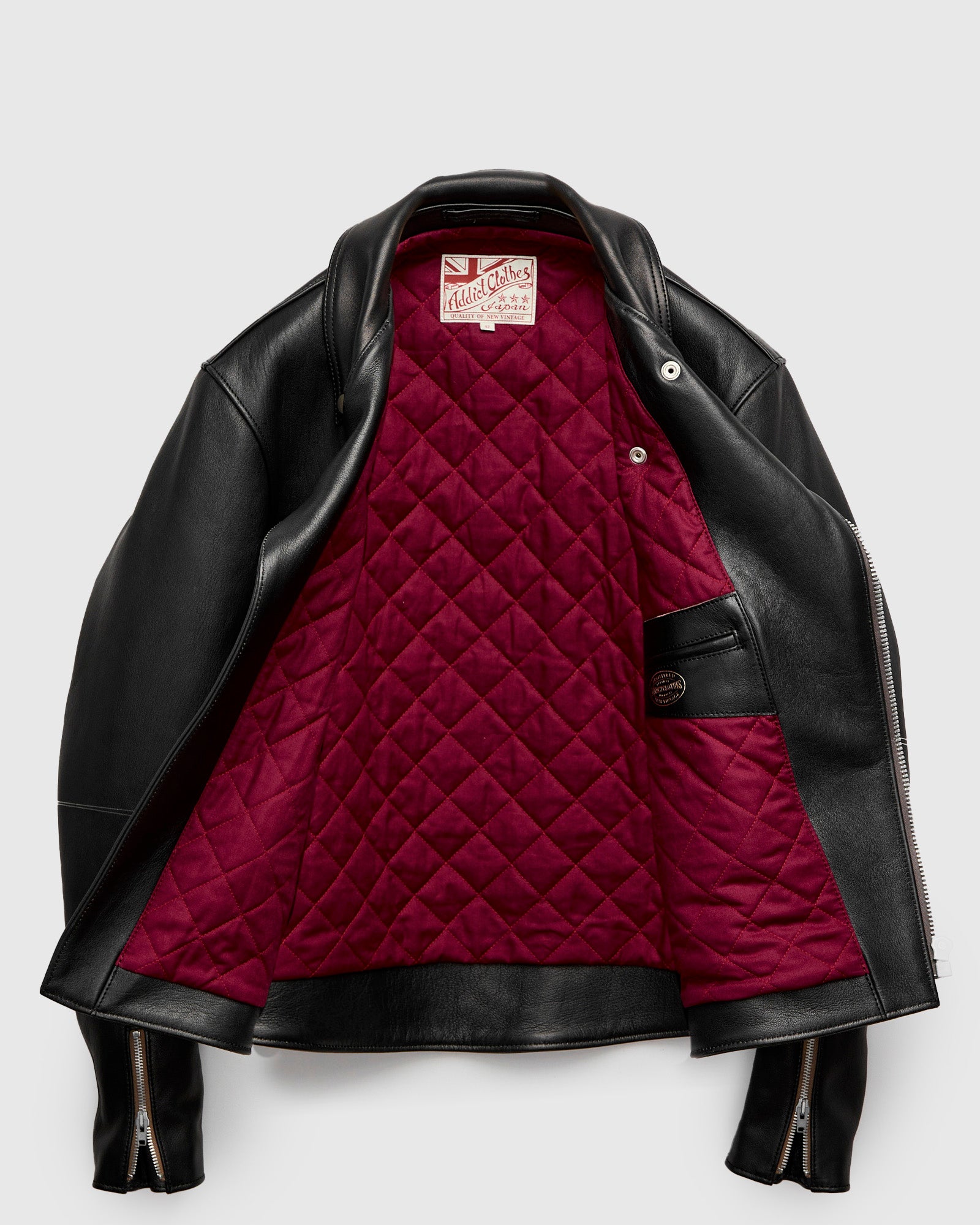 AD-02 Sheepskin Double Riders Jacket in Black Teacore – Blue Owl