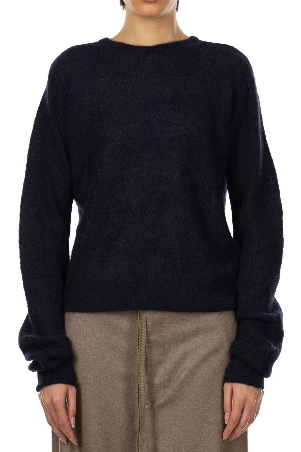 AURALEE | Baby Suri Alpaca Sheer Knit P/O - Navy | Women | Blue