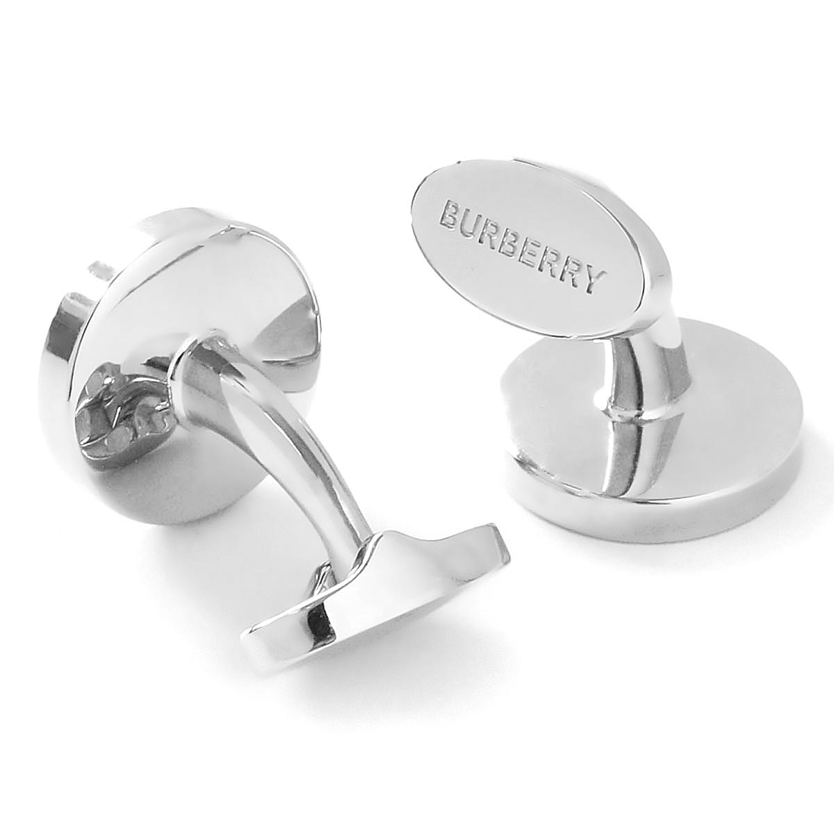 バーバリー カフス アクセサリー メンズ バーバリーロゴ シルバー