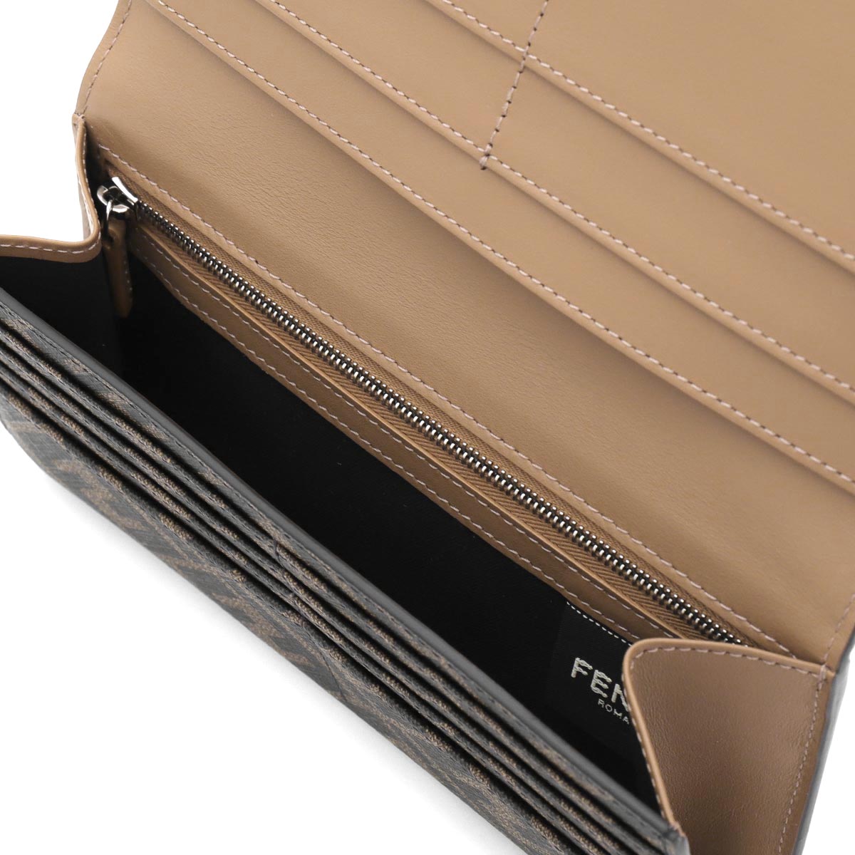 フェンディ 長財布 財布 メンズ ズッカ タバコブラウン&サンドブラウン