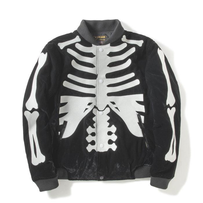VANSON 50th anniversaryスカルボーンジャケット ベルベット VANSON