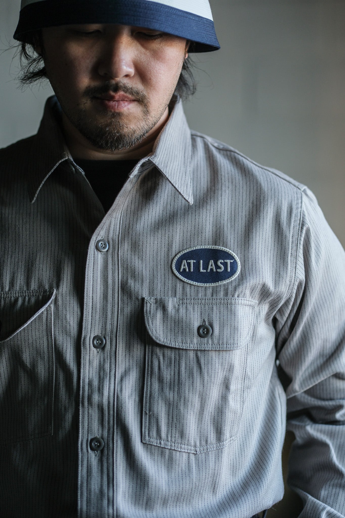 At Last & Co. Logo Patch Stripe Work Shirt – BROGUE