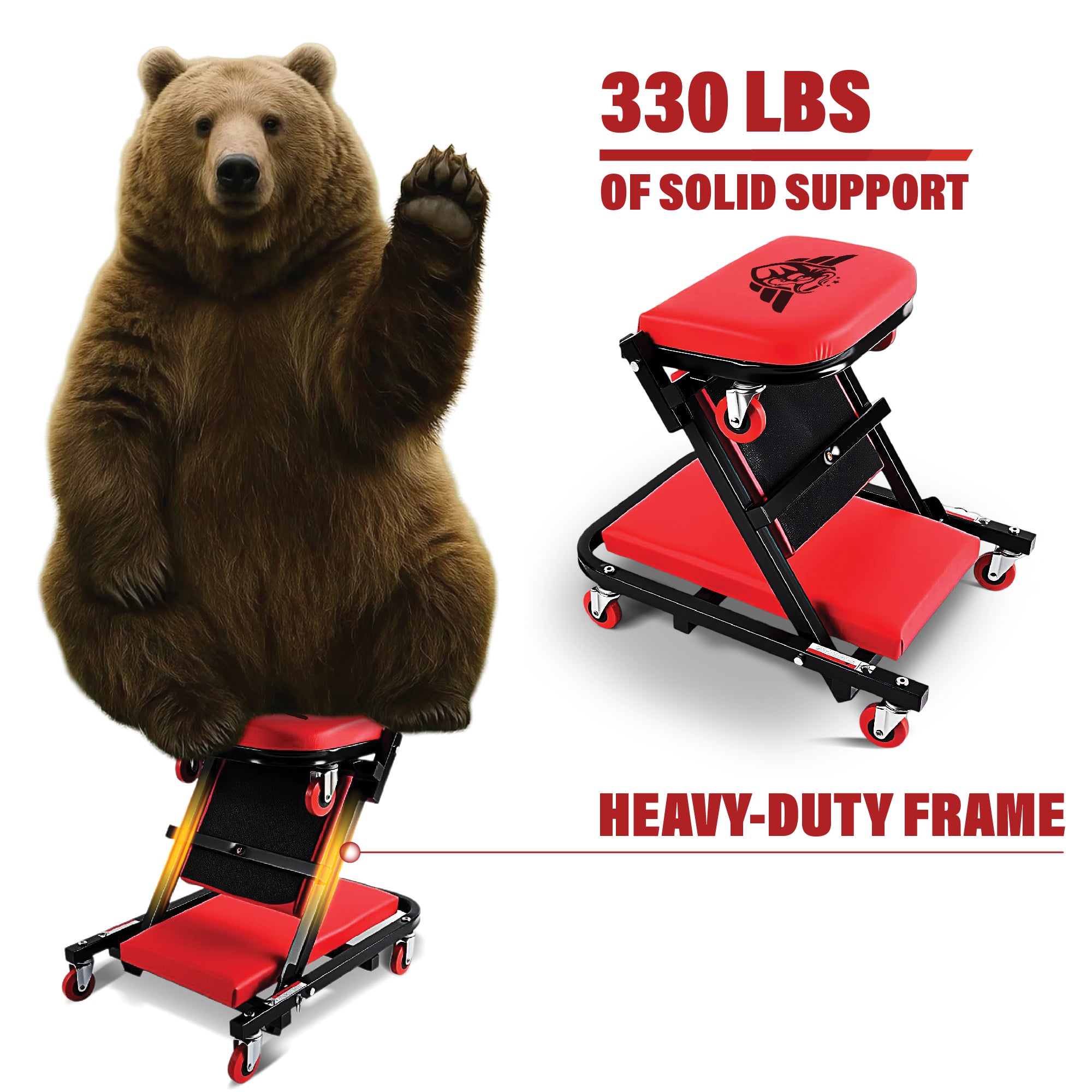 Foldable Z Mechanic Creeper 2-in-1 Bench and Seat 40 in | Garage