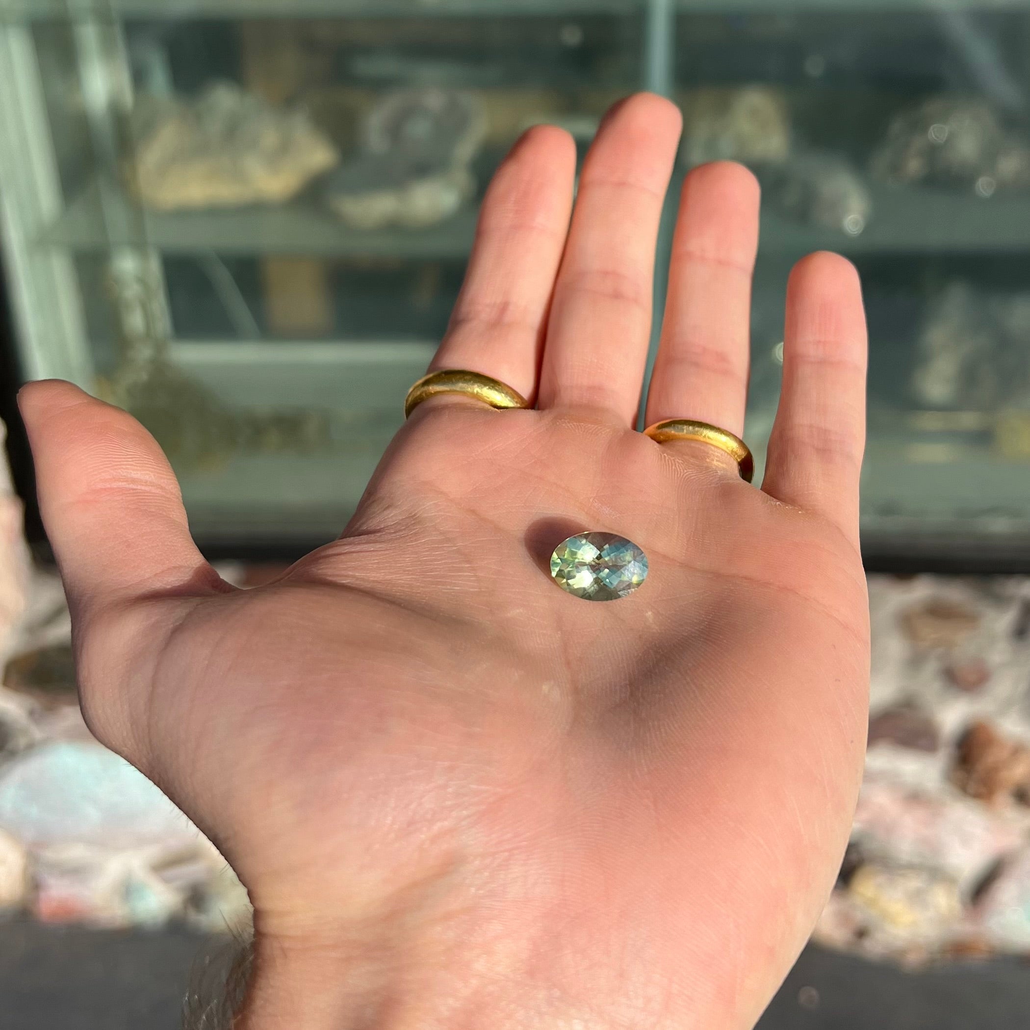 6.53ct Kiwi Mystic Topaz, Oval Checkerboard Cut | Burton's